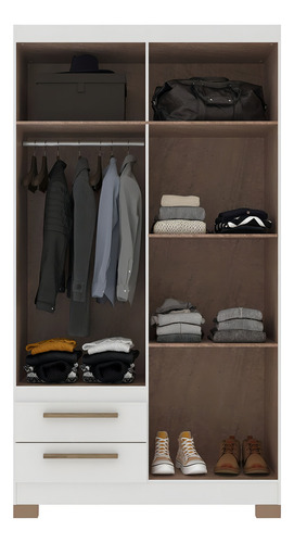 Guarda-roupa Solteiro 4 Portas 2 Gavetas Branco - Decibal