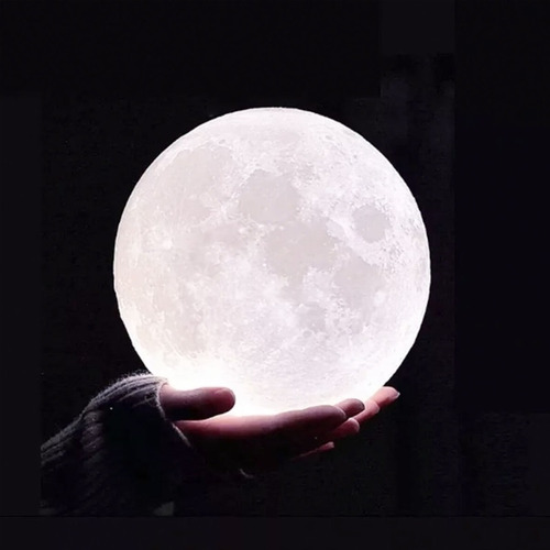 Luminaria Abajur 3d Led Lua Cheia Luz Noturna Infantil Toque