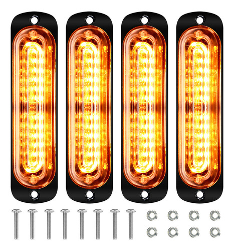 Mm J 4 Luces Led Intermitentes Para Parrilla, 12 Led, Color