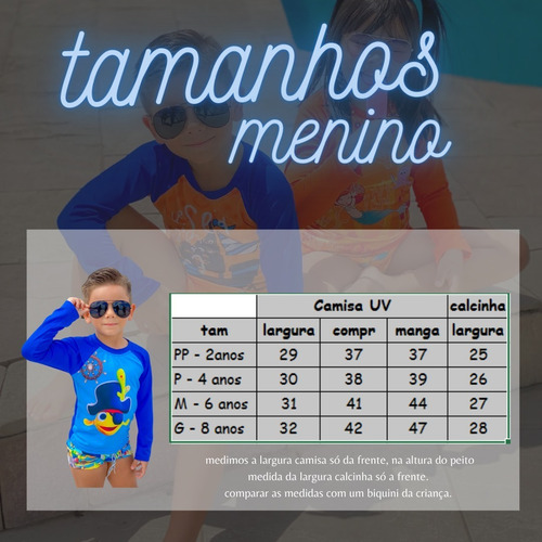 Imagem 5 de 9 de Blusa Proteção Solar Uv Com Sunga Biquini Moda Praia Menino