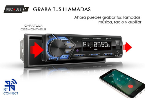 Imagen 3 de 7 de Estereo Para Auto Bluetooth Usb Con Par Bocinas 6.5 Steelpro