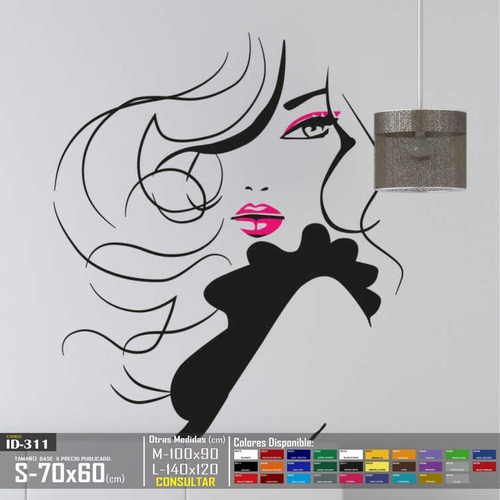 Vinilos Decorativos Peluqueria Rostro Mujer Para Pared