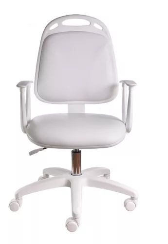 Silla Blanca Diva De Escritorio Ofice Neumática Ecocuero