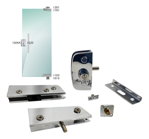 Kit Instalação Porta Pivotante Com Eixo Para Mola Hidráulica
