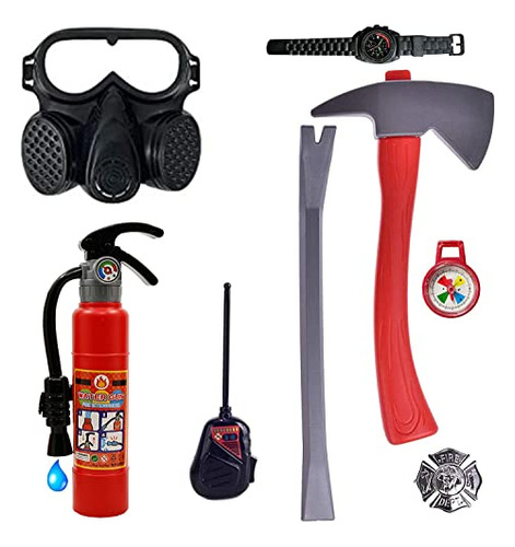 Conjunto De Disfraz De Bombero Roxie Para Niños, Juguete De Simulación De Bombero Con 8 Accesorios