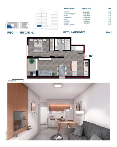 Departamento 2 Ambientes, Amenities - Juan M. De Rosas 1100 - Martin Rosario | Venta