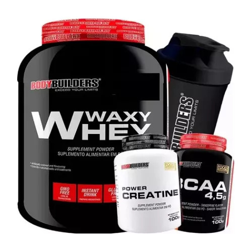 Kit Whey Protein 2kg + Bcaa + Creatina + Shaker