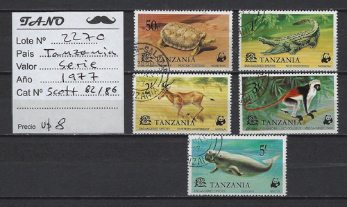Lote2270 Tanzania Serie Año 1977 Scott# 82/86 Animales