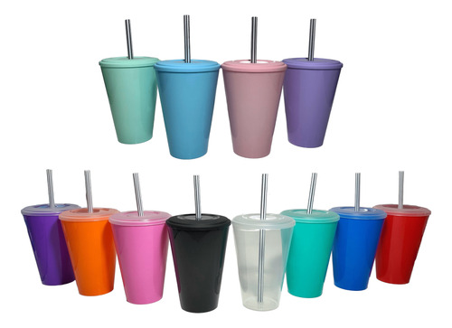 100 Vasos Plástico Souvenir Pastel Grandes 420c Sorbete Duro