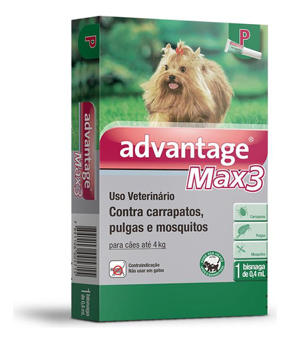 Antipulga e Carrapato Elanco Advantage Max3 0,4ml Caes