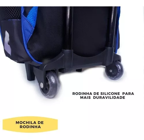 Kit mochila escolar juvenil com rodinhas roblox