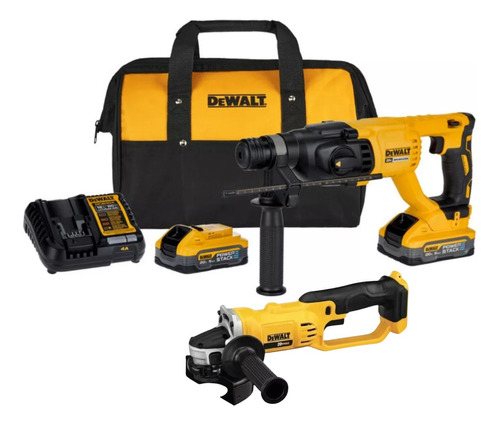 Martelete Dewalt 2bat Powerstack 5ah Dch133 + Esmerilhadeira