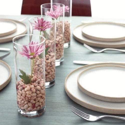 3 Florero Vidrio Cilíndrico Decorativo Moderno Elegante 22cm