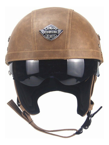 Casco De Cuero Vintage Para Motocicleta,pilot Dot