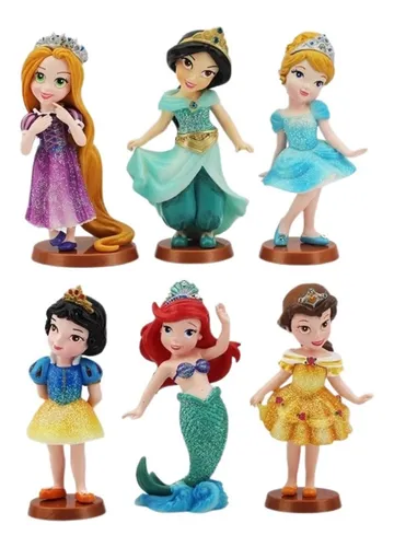 Mini Figuras Princesas Disney Colección 6pz 10cm Decoración