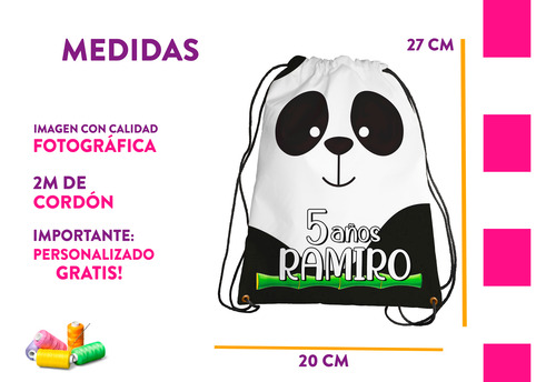 Morralitos Recuerdos Cumple Bolo Oso Panda Personalizado 30u