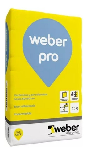 Pegamento Para Porcelanato Hasta 60x60 Pro Weber 25k Int/ext