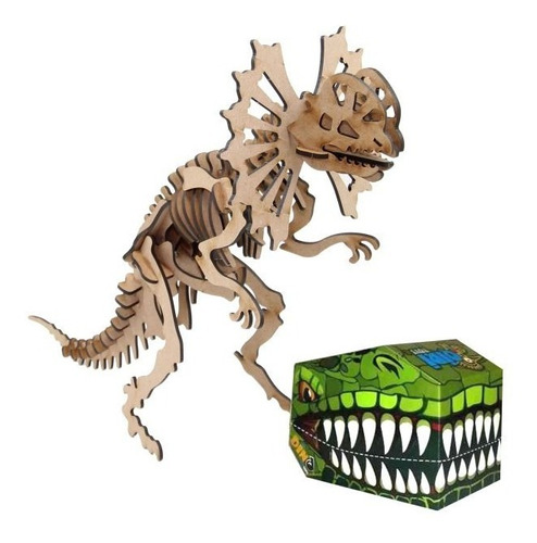 Dinosaurio Puzzle 3d Dilophosaurus Esqueleto Madera Armar