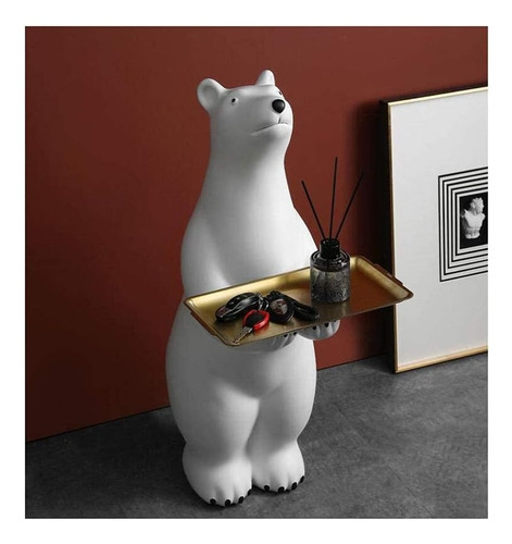 Adorno Oso Polar Blanco Deco Hogar Living Recibidor Llaves-