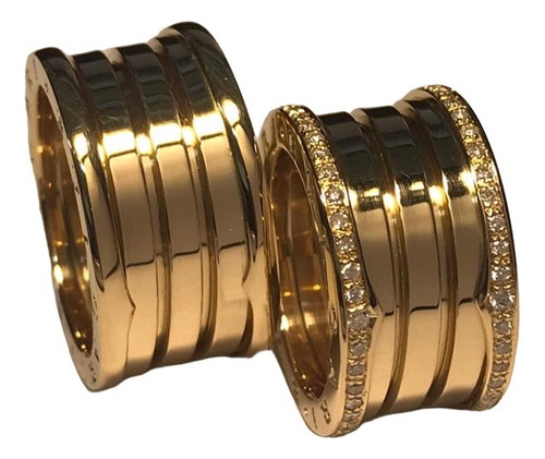 Aliança Anel Bvlgari B-zero Ouro 18k (par)perfeitas Com Mola