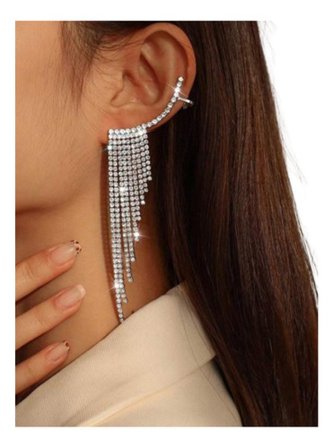 Pendientes De Flecos Brillantes Stainless Steal Con Pasador