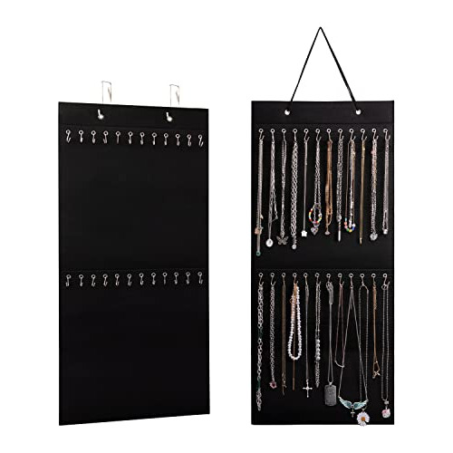 Hanging Jewelry Organizer Storage With 24 Hooks Wall Mo...