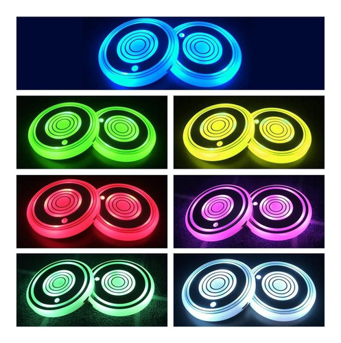 . 2 Uds Soporte For Taza Led Rgb 7 Colores Luces Usb For