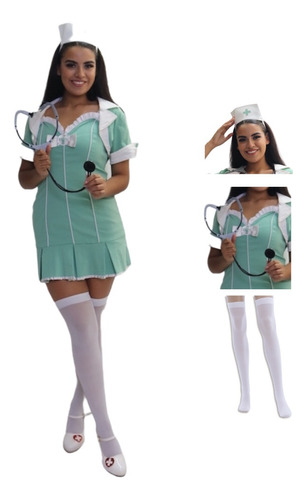 Disfraz Enfermera Sexy Scrubs Nurse Con Accesorios Dama