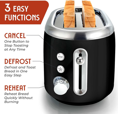 Tostadora Mueller Home Acero Inoxidable, 2 Ranuras, Negro