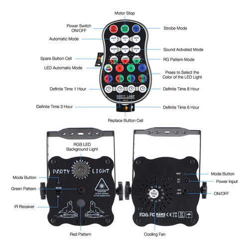 Party Dj Disco Light Usb Recargable Rgb Led Strobe Etapa