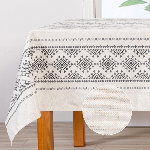 Mantel Rectangular Bohemio De Lino 150 X 300 Cm Gris