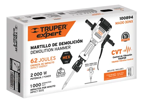 Martillo Demoledor Hex 62 Joules 2000 W Truper Expert