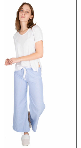Imagen 1 de 5 de Pijama Annis Pantalon Oxford Y Remera Blanca Jelue Dama