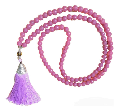 Japa Mala De Opalina Sintética Lila De 8mm Rostro De Buda