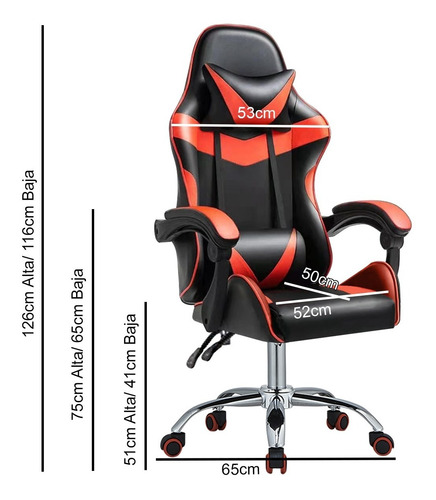 Imagen 2 de 2 de Silla Gamer Escritorio Reclinable Gc-010 Roja