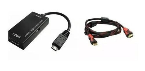 Combo Cable Hdmi Mallado 5 Metros + Cable Mhl Adaptador Cel