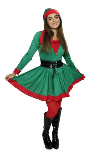 Disfraz Duende Clasico Navidad Dama