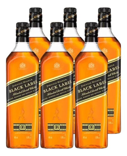 Whisky Johnnie Walker Black Pack 6 Unid De 1 Litro Envío Gra