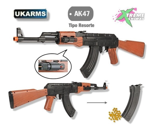 Marcadora Airsoft Resorte Ak47 Laser Bbs Magazine Xtr Co2 