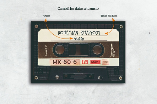 Cuadro Moderno Cassette Disk Tape 100x65 Cm