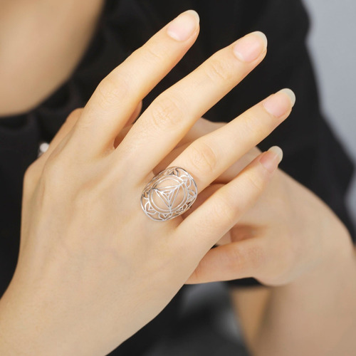 Imagen 5 de 8 de Anillo Meditacion Para Hombres Yoga Kali Yantra Ajustable
