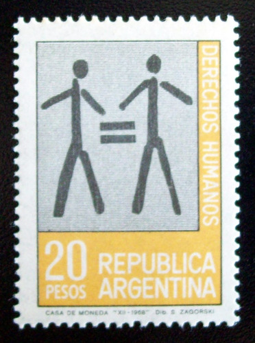 Argentina, Sello Gj 1469 Derechos Humanos 1969 Mint L4949