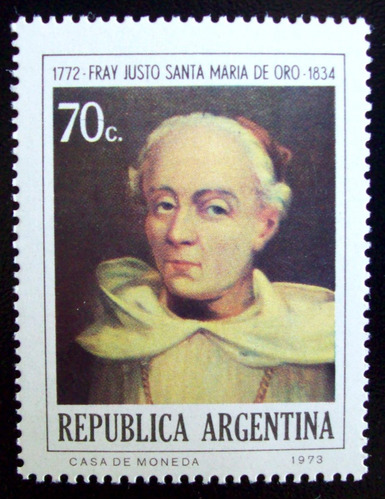 Argentina, Sello Gj 1651 Fray Justo S M De Oro 74 Mint L5029