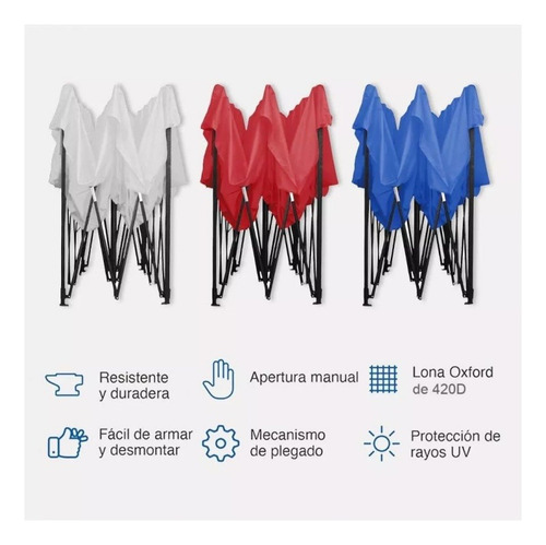 Toldo Carpa Plegable Reforzado 3x4.5 Impermeable Eventos Color Blanco