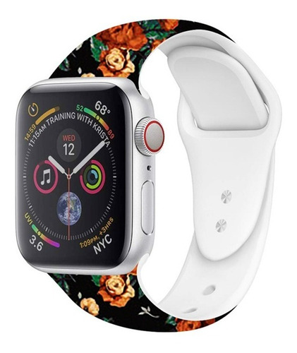 Malla Para Apple Watch Silicona Floral 38/40-42/44 Mm