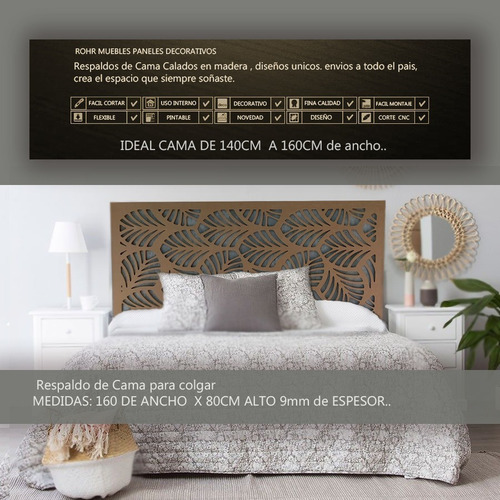 Imagen 3 de 5 de Respaldar Sommier Cama Decorativo Calados Original En Madera