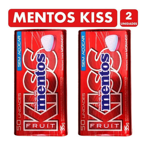 Mentos Kiss, Sabor Fresa - Sin Azúcar (pack De 2 Unidades).