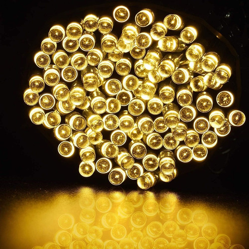 Imagen 2 de 8 de Cadena Luces Solar 12 Metros Impermeable P/ Jardin Exterior