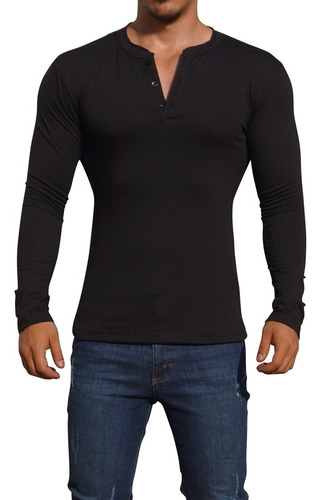 Playeras John Leopard Henley Ajuste Perfecto Slim Fit Cd