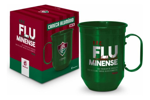 Canecas Brasfoot Aluminio Com Design Fluminense Verde Capacidade 600ml